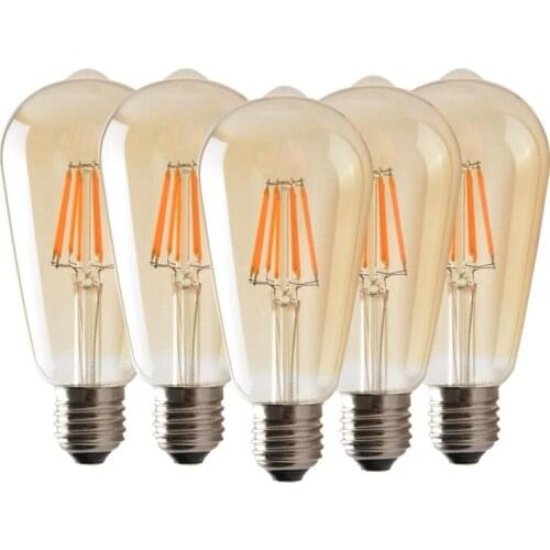 Hot Sale LED ST64 4W AC220V Warm Light Energy Saving Edison LED Filament Lamp Amber LED Decorative Glass Light Bulb 2500K