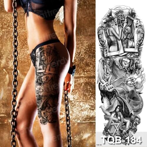 Tattoo vintage black men fake tatoo legs waterproof large temporary tattoos for women sexy body art stickers bikini summer style