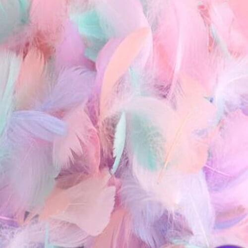 High-end Fashion Macaron Imitation Feather Stuffing Wedding Party Gift Box Decoration Fixed Imitation Feather 100pcs Mixed Color