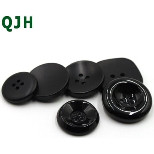 10pcs DIY Sewing Craft Garment Accessories 6 Styles Black Round Resin Buttons 18mm-30mm 4holes&2holes Coat Decorative Button