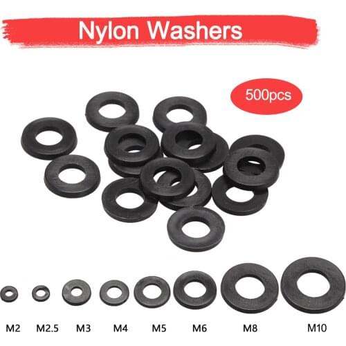 500pcs M2/M3/M4/M5/M6/M8/M10 Nylon Washers Plane Spacer Insulation Gasket Ring For Screw