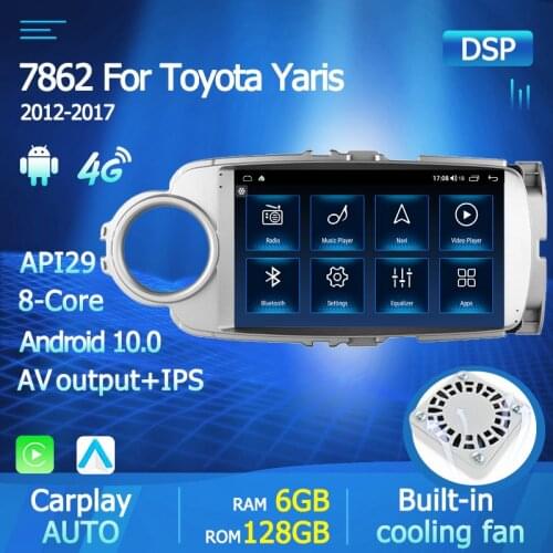 6GB+128GB 2din Android 10.0 Car Autoradio Player for Toyota Yaris 2012 2013 20014 2015 2016 2017 Carplay IPS GPS Navigation WIFI