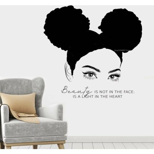 African Woman Wall Decal Beauty is not in the face is a light in the heart Inspirational quotes Wall Sticker Decor poster DG088