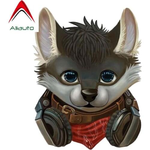 Aliauto Funny A Dog with A Headset Glass Accessories PVC Quality Decal for VW Nissan Suzuki Peugeot Skoda Volvo Honda,10cm*13cm