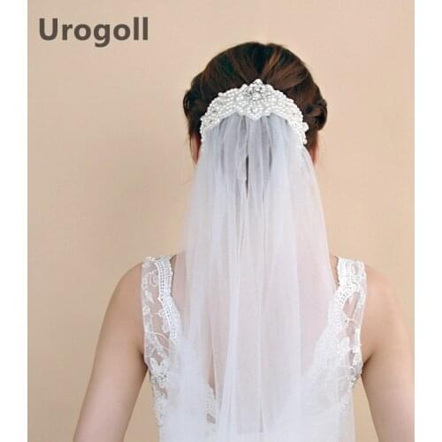 Noble Rhinestone Pearls Wedding Veils Bridal Wedding Veil Accessories Beaded Veil Luxury Veil For Women Wedding Dress Up