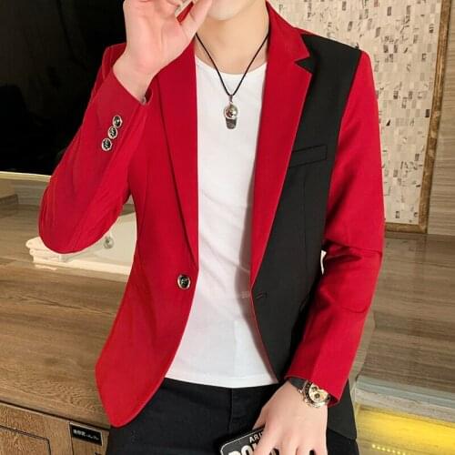 Brand Contrast Stitching Blazer Masculino Men Blazers Casual Suit Jacket Streetwear Autumn Business Dress Coat Terno Ropa Hombre