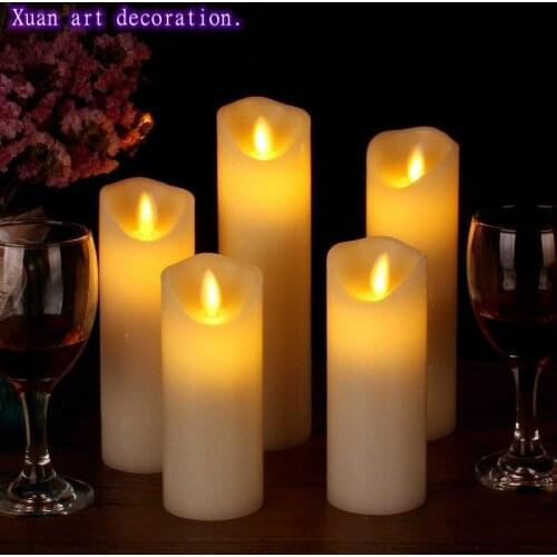 LED electronic candle lamp remote control 5-piece yellow flashing festival celebration wedding lights a birthday present