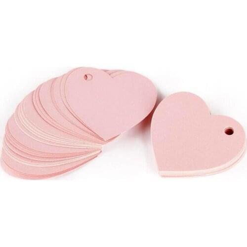 50pcs/pack 4.3*4.3cm Price Label Pink Heart Shape Garment labels Kraft Paper Card Wedding Favour Gift Tag DIY Party Favor Tag