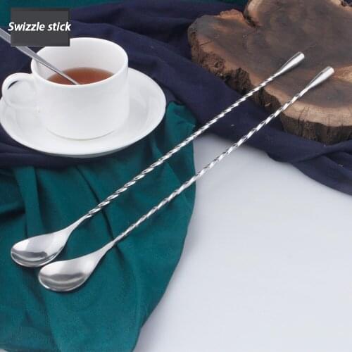 Cold drinks bar cocktail spoon milk tea twist stir bar long stainless steel cocktail stirrers