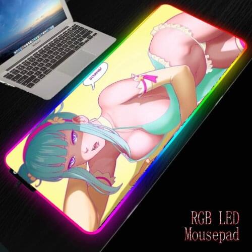 MRGBEST play mat with Sexy Anime Girl Big Breasts picture RGB LED Mouse Pad Gamer PC Mouse-pad and normal tablet mat