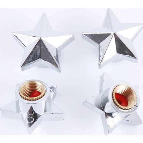 Universal Pentagram Shaped Vehicle Tire Air Valve Stem Caps 4 Pcs Car Truck Air Port Cover Wheel Valve Cap