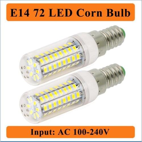 E14 72 LEDs Corn Bulbs Light Input AC100-240V 72 Led Bulb Lamp Corn LED Lights Warm White/Cool White Decorative Corn Bulb