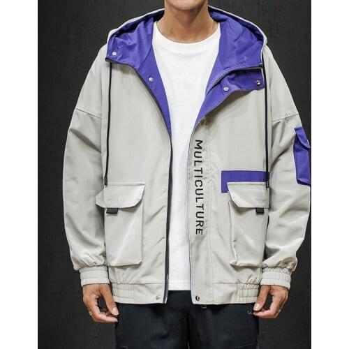 Mens Fashion Cargo Jacket Autumn Man Oversize Coat Black 5XL Jacket for Men Mens Clothing Streetwear