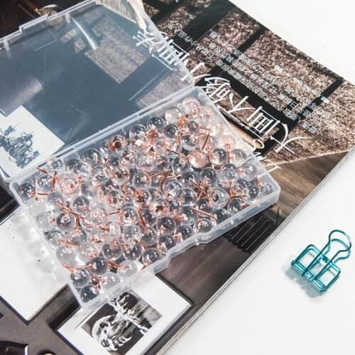 100pcs/box Metal Map Tacks Push Pins Acrylic Cork Board Thumbtack Office School