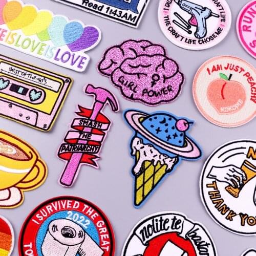 Cartoon Patch DIY Embroidery Patches For Clothing Stripes Badge Food Patches For Clothes Iron On Patch On Clothes Accessories