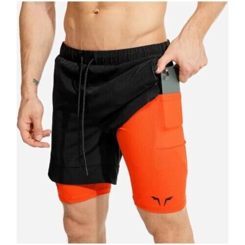 Gentlemen 2 In 1 Running Shorts Safety Bags New Summer Sports Shorts Men Half Broek Nep Second fitness shorts