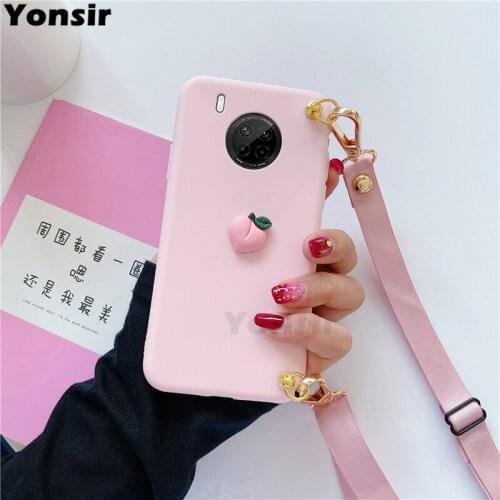 Lanyard Cute Fruit Crossbody Case For Huawei Y9A Y7A Y8S Y9S Y5P Y6P Y8P Y5 Y7 Y6 Pro Prime 2019 2018 Soft TPU Neck Strap Cover