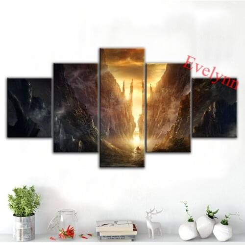 End of Mountain 5 Pieces Wall Art Print Poster Modular Pictures Home Decor Painting Modern Canvas For Living Room Frame Cuadros