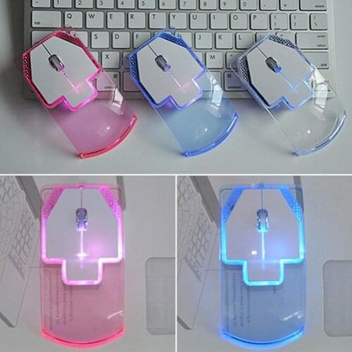 2021 New Creative Ultra-thin Transparent 1200DPI 2.4GHz Wireless Optical Luminous Mouse for PC Desktop Laptop Notebook