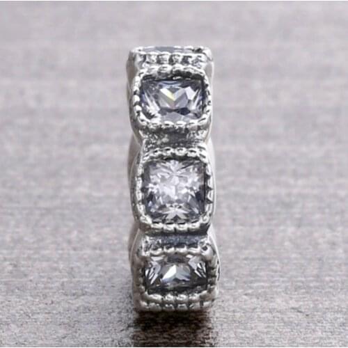 Original Sparkling Alluring Cushion With Crystal Space Beads Fit 925 Sterling Silver Charm Bracelet Bangle Diy Jewelry