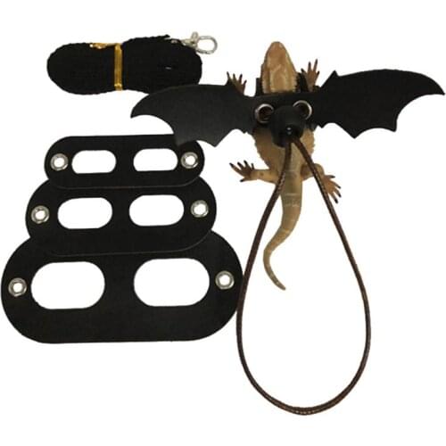 Lizard Traction Rope Reptile Bearded Dragon barbudo Harness Leather Leash with Wing Pet Suppiles
