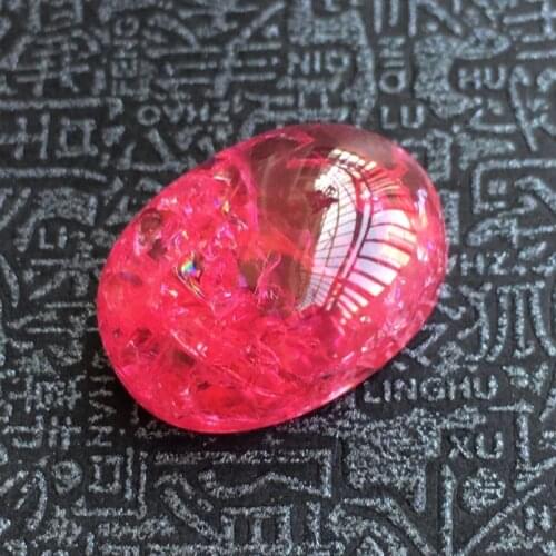 Cracked ice crackle red loose stone oval shape Flat face cabochon corundum beads for jewelry making DIY women gift
