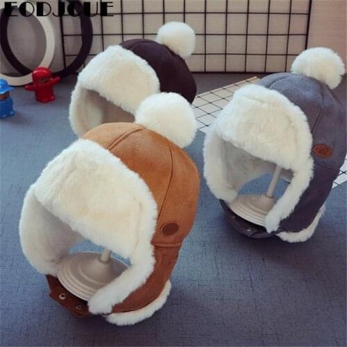 Child Pilot Aviator Hat Classic Russian Winter Hat Toddler Fleece Trapper Windproof Infant Baby Newborn Ear Protection Flap Cap