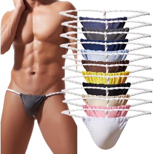 Sexy Gay Thong G-string Jockstrap Ice Silk Ultra-thin Panties Fundoshi Men Japanese Sumo Rope Belt Underwear Thongs Tanga Hombre