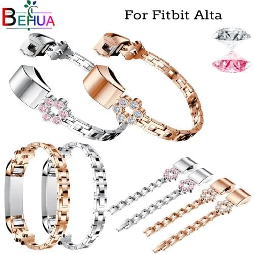 Replacement Alloy With diamonds Flower Watch Strap Bracelet For Fitbit Alta/For Fitbit Alta HR Watchbands Wristbands Band Straps