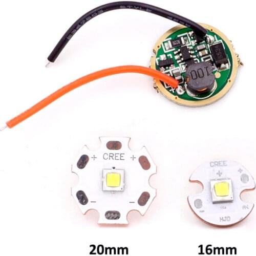 10W Cree XM-L2 U3 LED Emitter chip mounted on 16mm/20mm copper base + 17mm 3v-12v(1mode) / 3.7v-4.2v(3mode/5mode) driver board