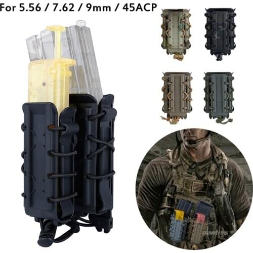 Tactical MOLLE Double Mag Pouch for 5.56 / 7.62 / 9MM / 45ACP Airsoft Paintball Hunting Shooting Rifle Magazine Pouches