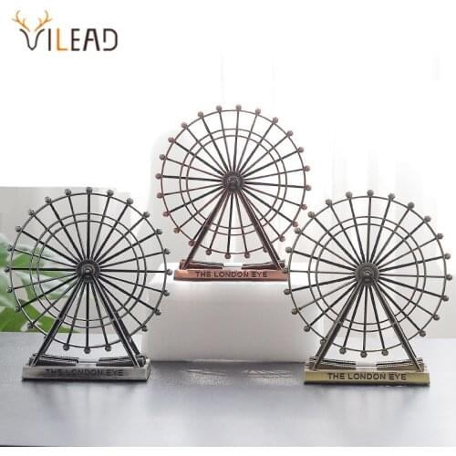 VILEAD 15cm Iron Rotating Ferris Wheel Figurines Nordic Creative London Eye Craft Living Room Decoration Ornaments For Home Gift
