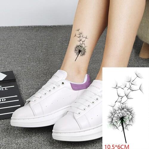 Waterproof Temporary Tattoo Sticker Dandelion Flower Plant Flash Tatoo Fake Tatto Hand Arm Neck Body Body Art for Woman Men