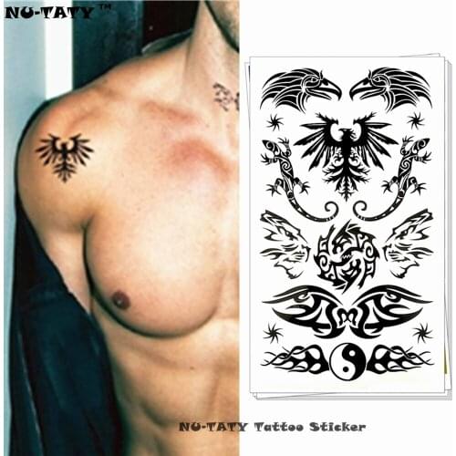 Nu-TATY Lizard Eagle Totem Temporary Tattoo Body Art Arm Flash Tattoo Stickers 17*10cm Waterproof Fake Henna Painless Tattoo