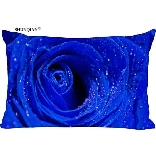 High Quality Custom blue rose Pillowcase 45x35cm(One Side) Rectang Zipper Print Throw Pillowcase Cover