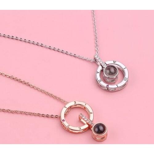 HOT Projection in 100 Languages I Love You Female Necklace Love Memory Wedding Pendant Necklace Necklace Gift Souvenir for Lover