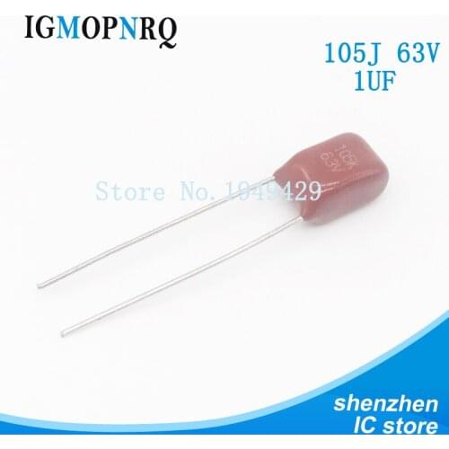 10PCS/Lot 105 1uF 63V CBB Polypropylene Film Capacitor Pitch 5mm 105 1uF 63V NEW