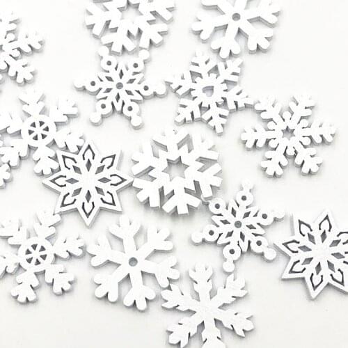 30pcs 25mm Snowflake Wooden Patch Chips buttons Decor for Sewing Scrapbooking Clothing Gift Crafts diy supplies WB669
