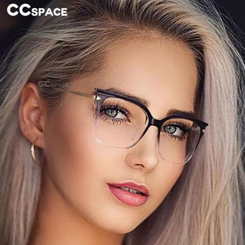 53077 Ladies Anti Blue Light Glasses Frames Gradient Frame Spring Leg Cat Eye Women Tr90 Fashion Computer Eyeglasses