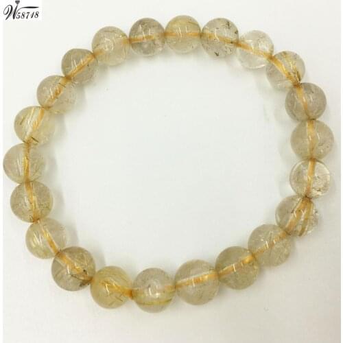 Free Shipping Fashion Jewelry 7.5~8.5mm Natural Hair Crystal Ball Beads Stretch Bracelet 7.5" FG8704