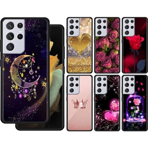 Red Rose And Diamond Butterfly Case For Samsung Galaxy S21 S20 UltrA S21 S20 FE S10 S9 S8 Plus S7 Edge S10Lite S10e Shell Cover