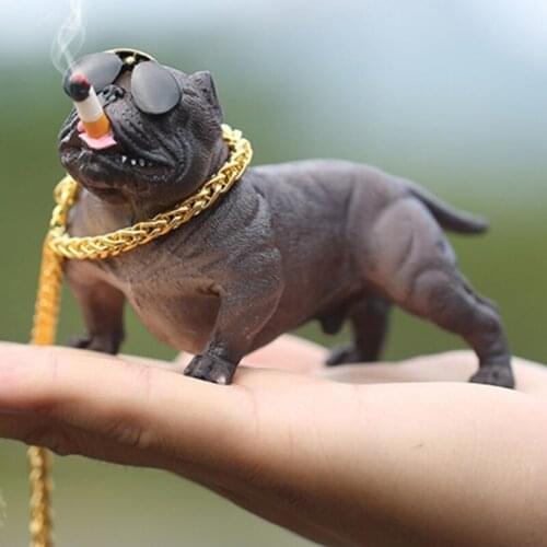 K92F Interesting Bully Dog Car Interior Decor Dashboard Ornament Fashion Funny Simulation Dashboard Computer Accessories Deco