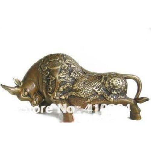 Copper Statue [Hot Sell ] Wall Street Chieese Bronze Kylin Bull OX Statue 5.5"L