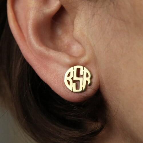 Fashion Earrings 2020 Personalized Monogram Name Earrings For Women Jewelry Custom Initials Stud Earrings Stainless Steel Gift