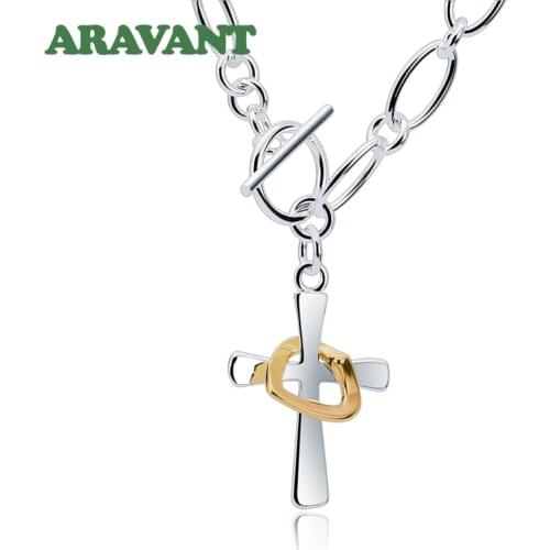 925 Silver Cross Pendant Necklaces For Men Silver Necklace Fashion Jewelry Accessories