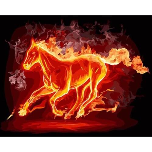 Hot Selling Frameless Picture On Wall Acrylic Oil Painting By Numbers Home Decor Abstract Drawing Unique Gifts Fire horse DY086