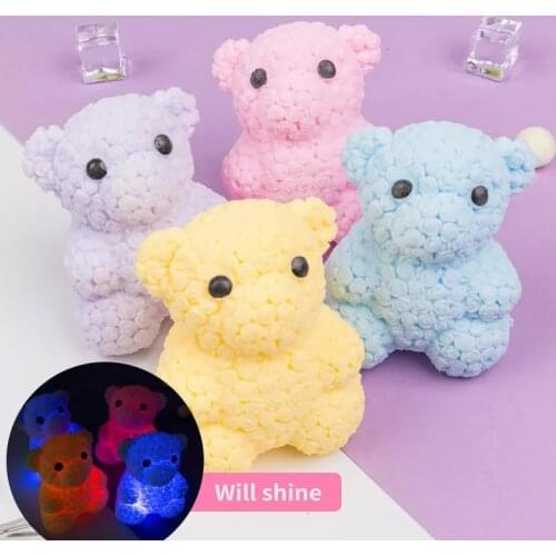 Antistress Luminous TPR Rose Bear Fidget Toys High Elastic Flash Squeeze Toy Pressure Relief Ball Children Stress Relief Toy