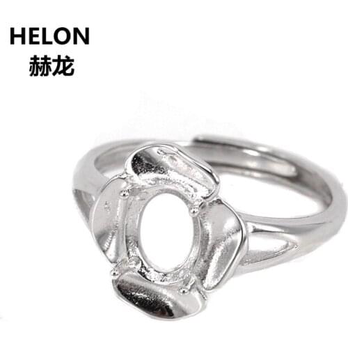 925 Sterling Silver 6x8mm Oval Cabochon Semi Mount Engagement Wedding Ring fit Amber Agate Garnet Lapis Lazuli Setting