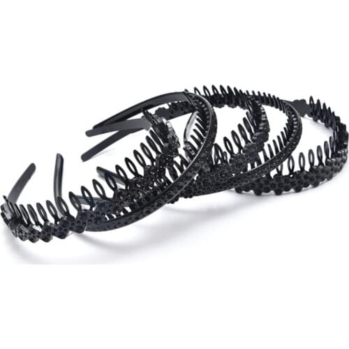 1PCS Plain Black Stretchy Elastic Thin Hard Metal Hair Hoop Hair Hand Headband Holder Clasp Comb Hairgrips With Teeth Crown