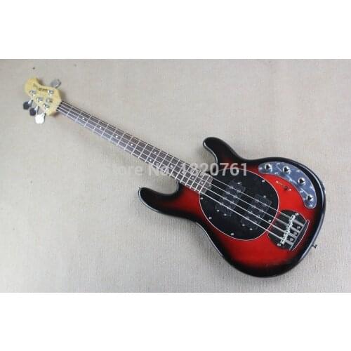 Factory wholesale music man stingRay 4 strings red Electric bass guitar with 9V Battery active pickups 14930